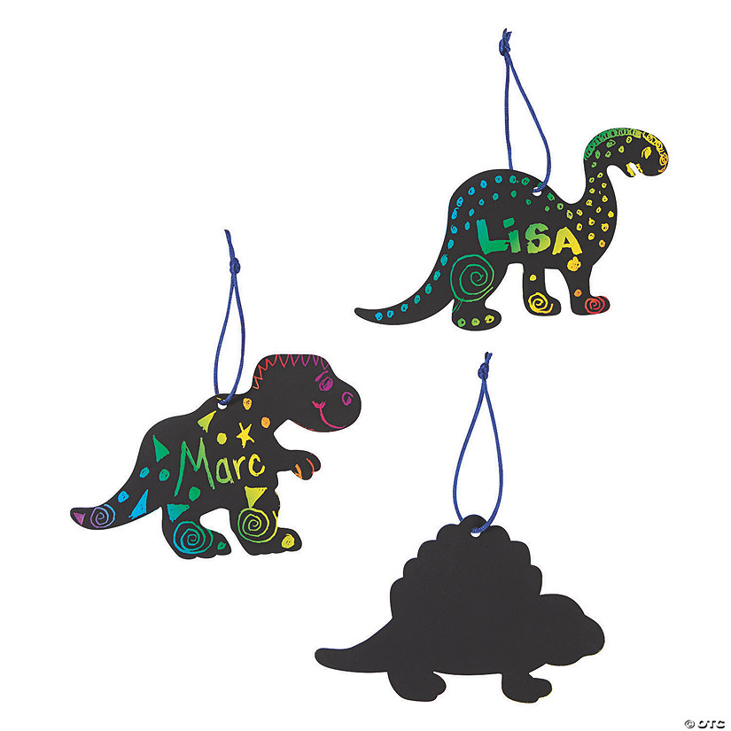 Magic Color Scratch Dinosaur Ornaments - 24 Pc. Image