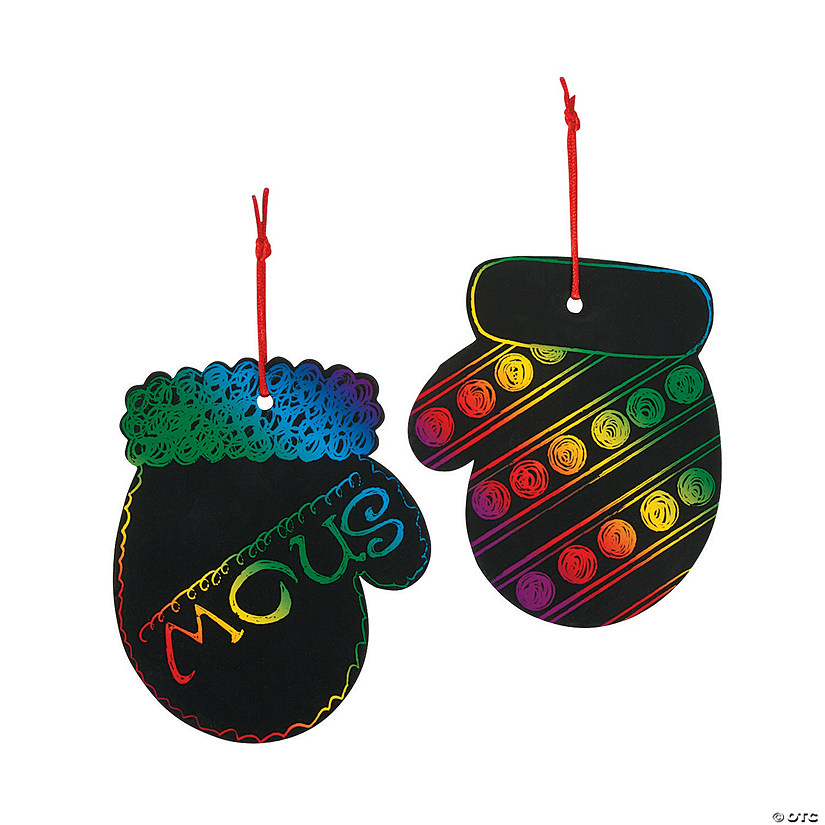 Magic Color Scratch Mitten Christmas Ornaments - 24 Pc. Image