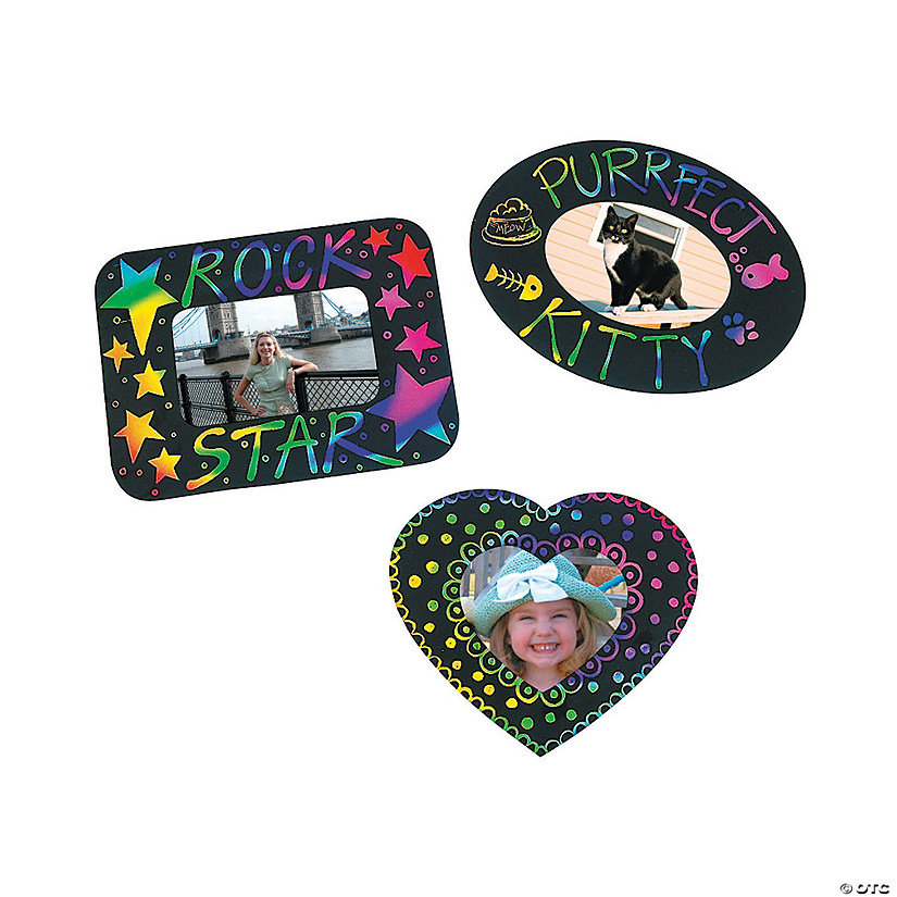 Magic Color Scratch Picture Frame Magnets - 12 Pc. Image