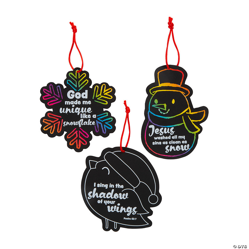 Magic Color Scratch Religious Winter Ornaments - 24 Pc. Image