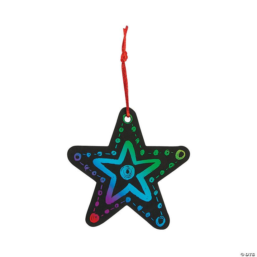 Magic Color Scratch Star Christmas Ornaments - 24 Pc. Image