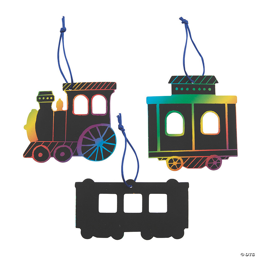 Magic Color Scratch Train Ornaments - 24 Pc. Image