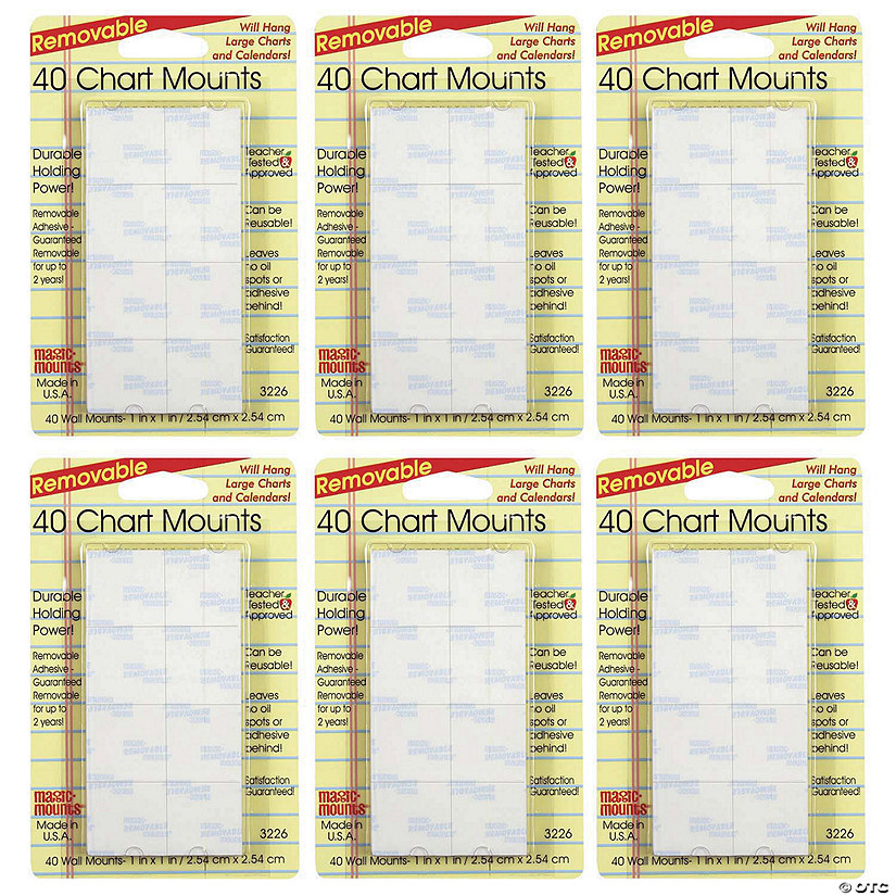 Magic Mounts Chart Mounts, 1" x 1", 40 Per Pack, 6 Packs Image