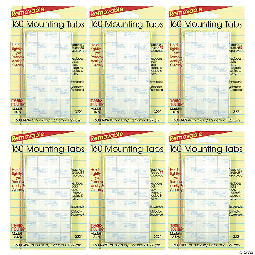 Magic-Mounts Removable Mounting Tabs, 1/2" x 1/2", 160 Per Pack, 6 Packs Image