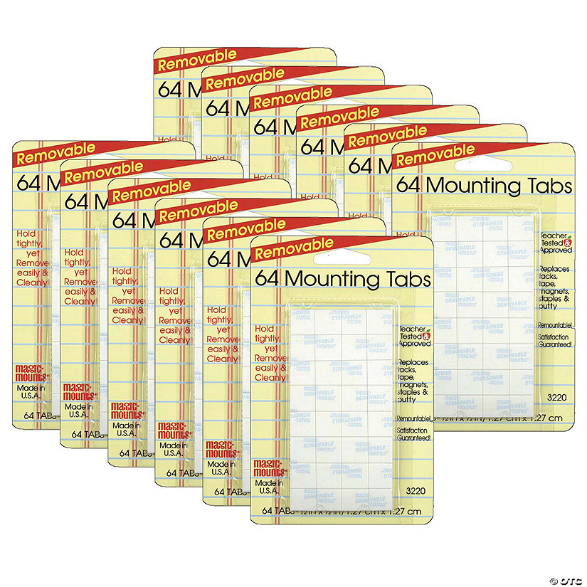 Magic-Mounts Removable Mounting Tabs, 1/2" x 1/2", 64 Per Pack, 12 Packs Image