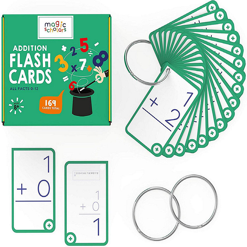 Magic Scholars Educational Addition Flash Cards, 169 Cards with Two Rings (0-12 Addition) Image