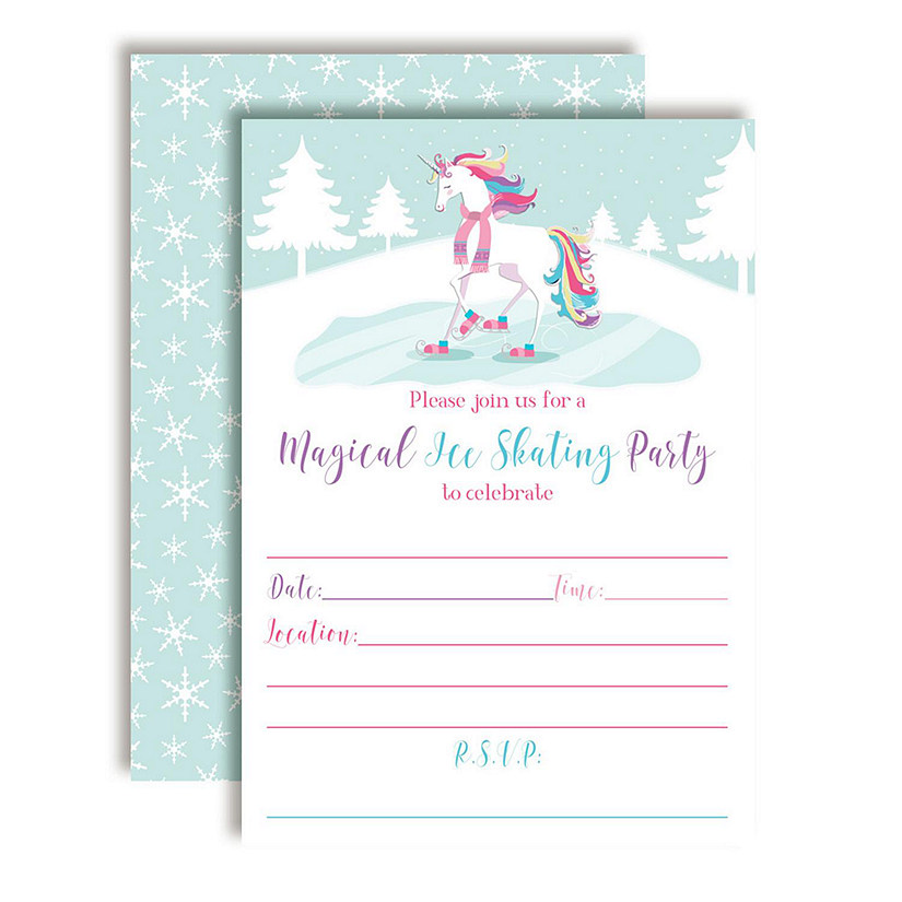 Magical Ice Skating Unicorn Birthday Invitations 40pc. by AmandaCreation Image