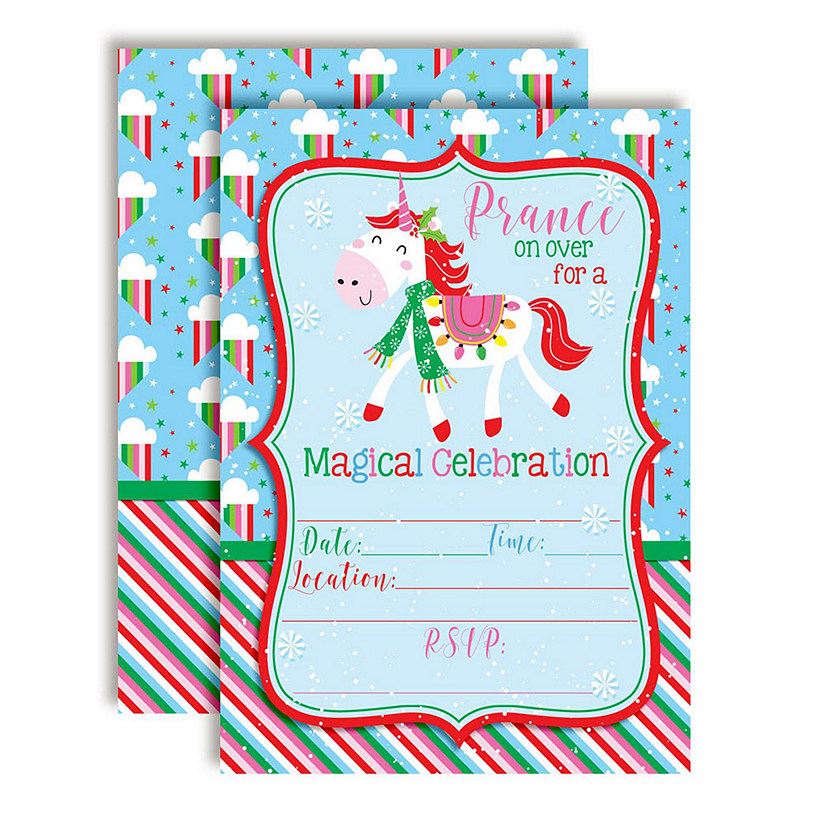 Magical Unicorn Christmas Birthday Invitations 40pc. by AmandaCreation Image