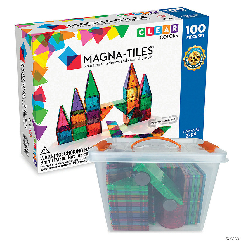 MAGNA-TILES<sup>&#174;</sup> Classic 100-Piece Magnetic Construction Set with FREE Storage Bin Image
