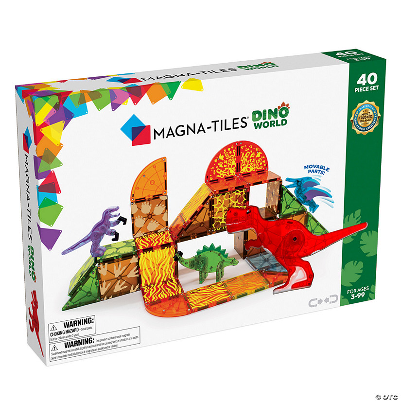 MAGNA-TILES<sup>&#174;</sup> Dino World 40-Piece Magnetic Construction Set, The ORIGINAL Magnetic Building Brand Image