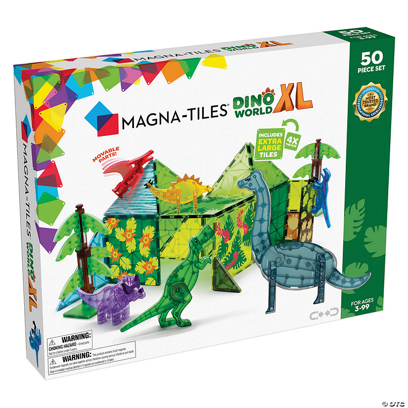 MAGNA-TILES<sup>&#174;</sup> Dino World XL 50-Piece Magnetic Construction Set, The ORIGINAL Magnetic Building Brand Image