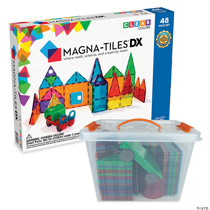 MAGNA-TILES<sup>&#174;</sup> DX 48-Piece Magnetic Construction Set with FREE Storage Bin Image