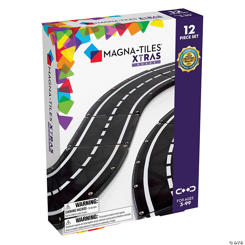 MAGNA-TILES<sup>&#174;</sup> XTRAS: Roads 12-Piece Magnetic Construction Set, The ORIGINAL Magnetic Building Brand Image