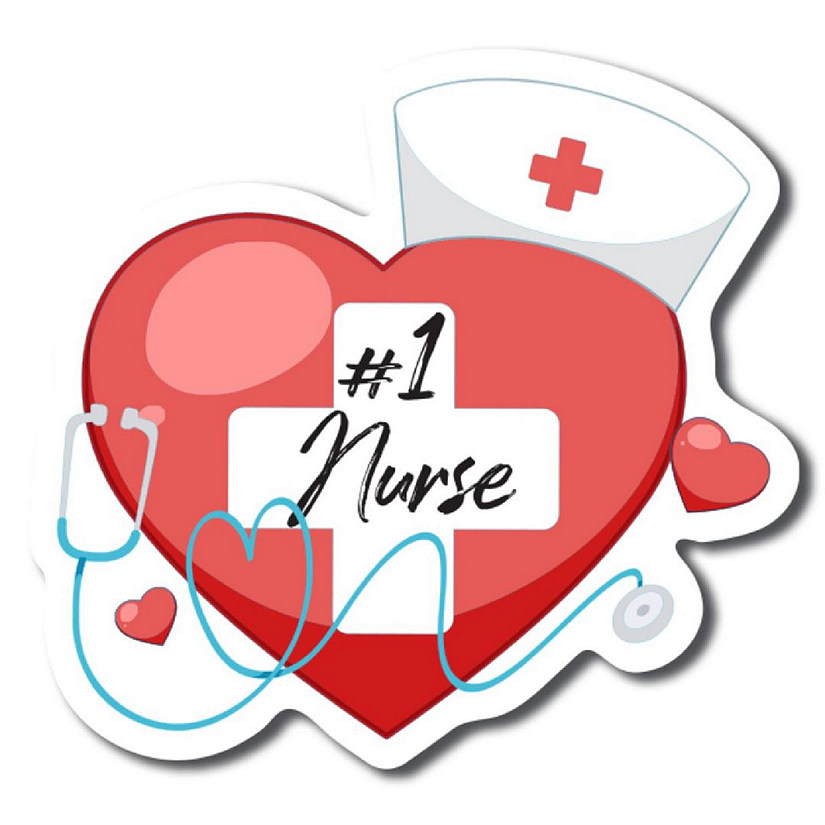 Magnet Me Up #1 Nurse Magnet Decal with Heart, 5x4.5 inches, Heavy Duty Automotive Magnet For Car Truck SUV Or Any Other Magnetic Surface Image