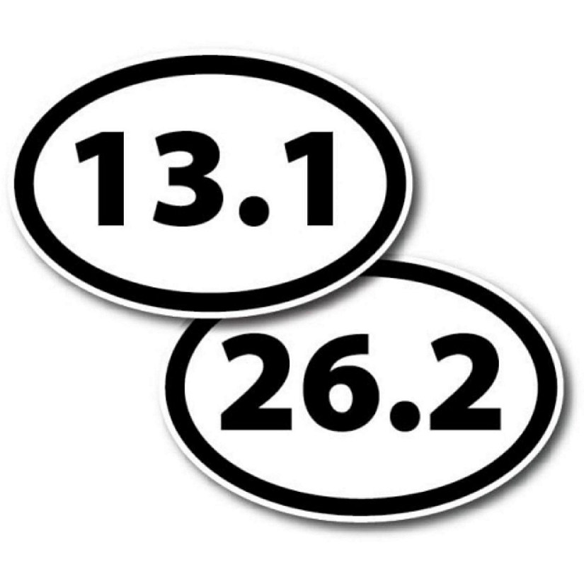 Magnet Me Up 13.1 Half Marathon and 26.2 Marathon Black Oval Magnet Decal Combo Pack, 4x6 Inches, Heavy Duty Automotive Magnet for Car Truck SUV Image