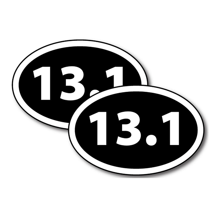 Magnet Me Up 13.1 Half Marathon Inverted Black Oval Magnet Decal, 4x6 Inches, Heavy Duty Automotive Magnet for Car Truck SUV, 2 Pack Image