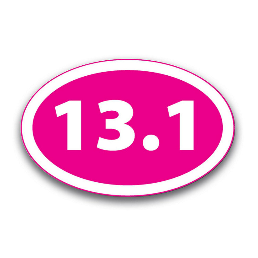 Magnet Me Up 13.1 Half Marathon Inverted Pink Oval Magnet Decal, 4x6 Inches, Heavy Duty Automotive Magnet for Car Truck SUV Image