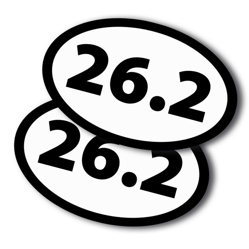 Magnet Me Up 26.2 Marathon Black Oval Runner Adhesive Decal Sticker, 2 Pack, 5.5x3.5 Inch, Heavy Duty adhesion to Car Window, Bumper, etc Image