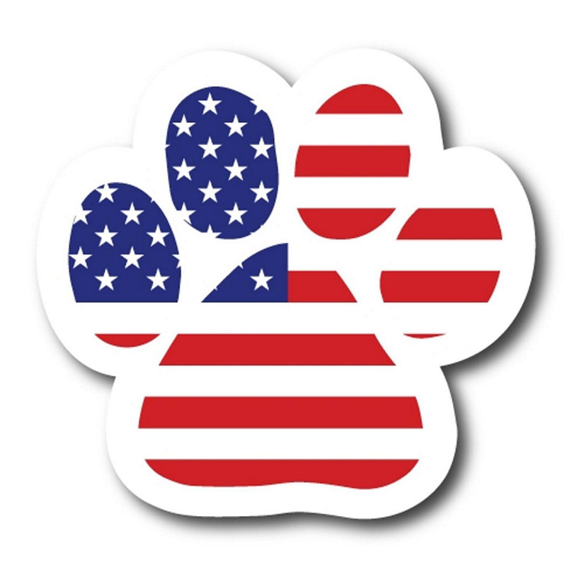 Magnet Me Up American Flag Paw Print Magnet Decal, 5 Inch, Heavy Duty Automotive Magnet for Car Truck SUV Image