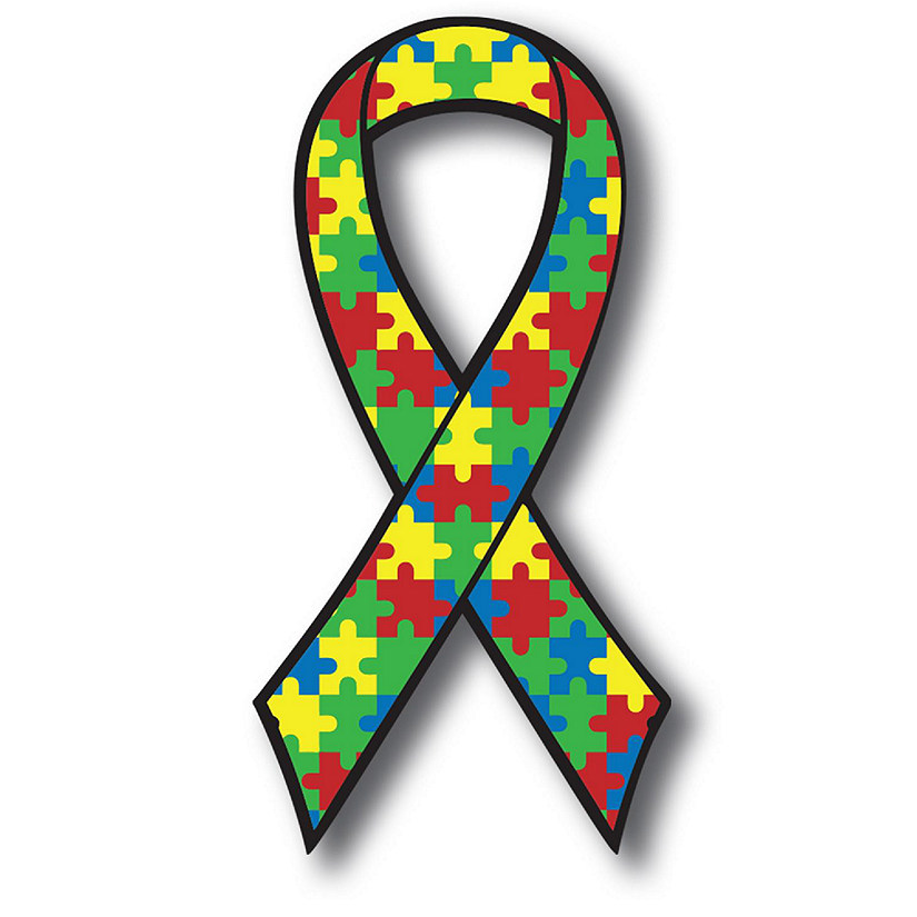 Magnet Me Up Autism Awareness Puzzle Ribbon Magnet Decal, 3.5x7 Inches, Heavy Duty Automotive Magnet for Car Truck SUV Image