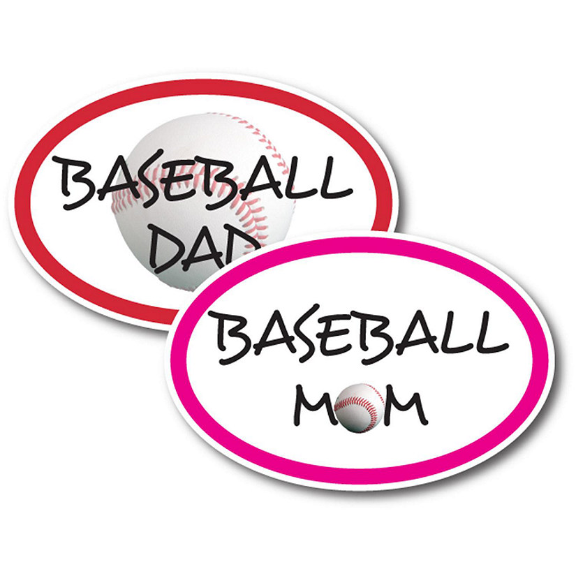 Magnet Me Up Baseball Mom and Baseball Dad Combo Pack Oval Magnet Decal, 4x6 Inches, Heavy Duty Automotive Magnet for Car Truck SUV Image
