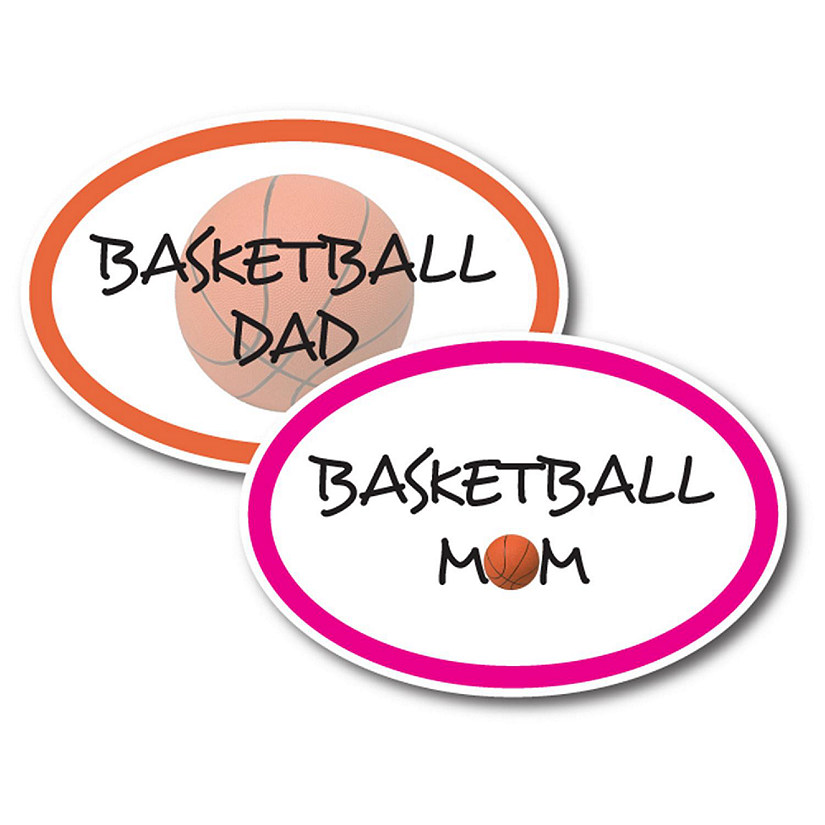 Magnet Me Up Basketball Mom and Basketball Dad Combo Pack Oval Magnet Decal, 4x6 Inches, Heavy Duty Automotive Magnet for Car Truck SUV Image