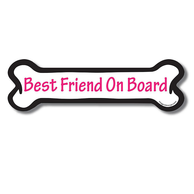 Magnet Me Up Best Friend on Board Pink Dog Bone Magnet Decal, 2x7 Inches, Heavy Duty Automotive Magnet for Car Truck SUV Image