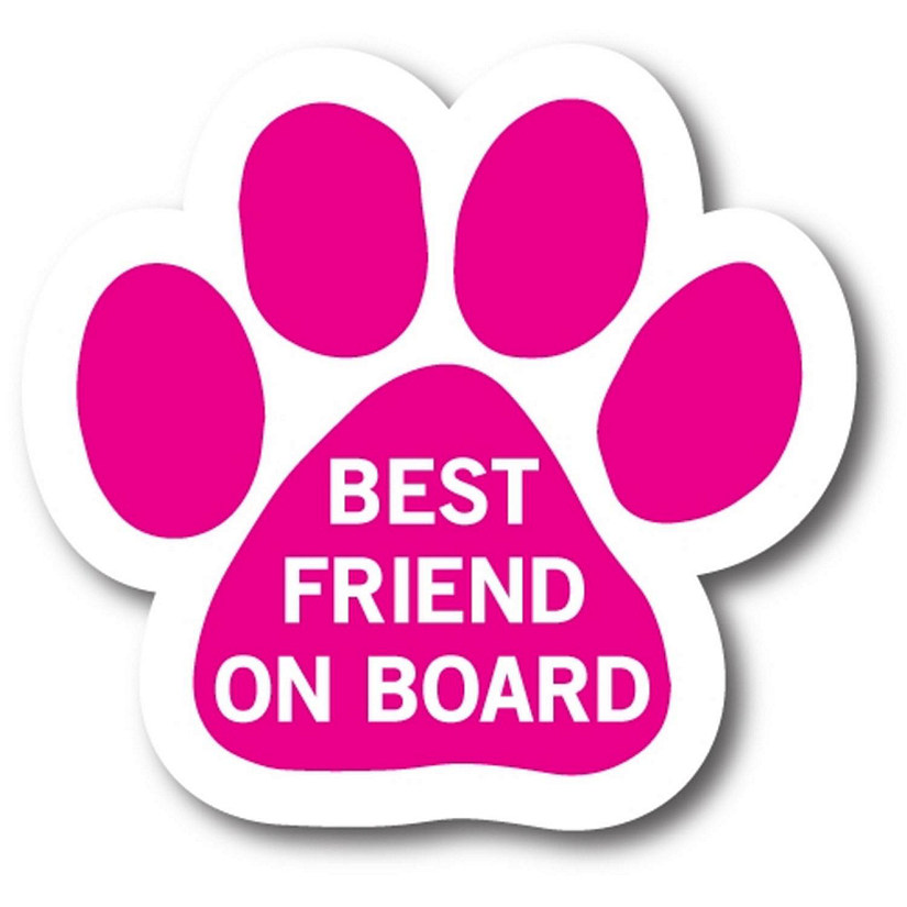 Magnet Me Up Best Friend on Board Pink Pawprint Magnet Decal, 5 Inch, Heavy Duty Automotive Magnet for car Truck SUV Image