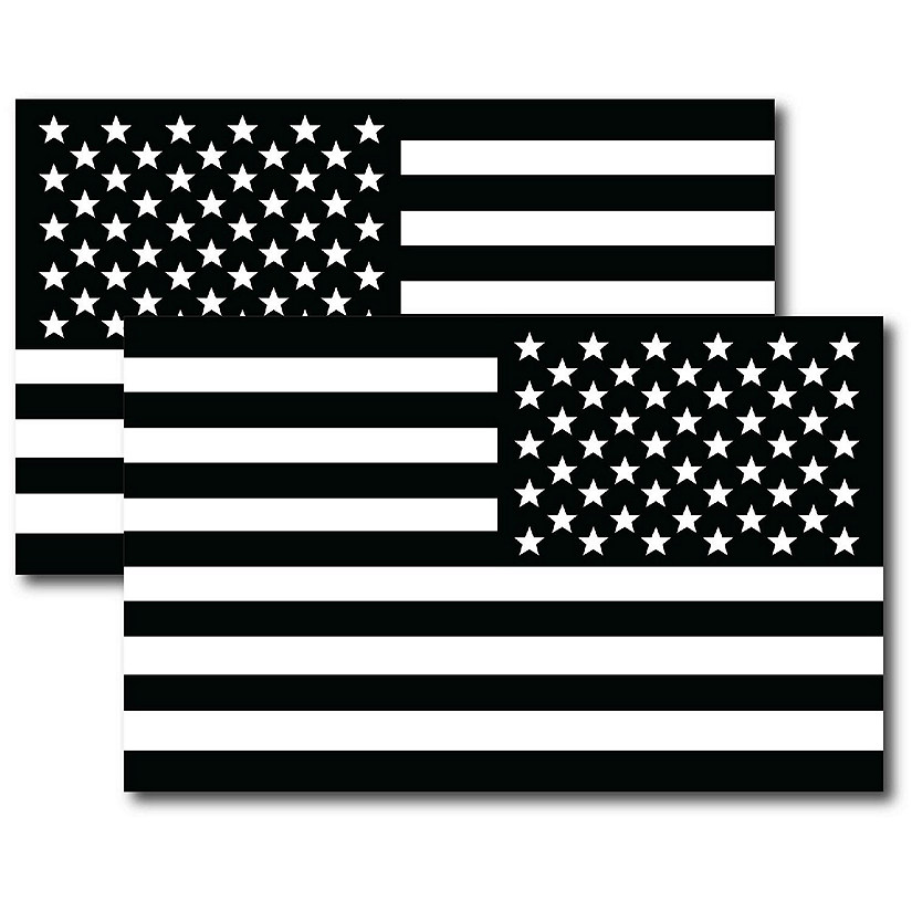 Magnet Me Up Black and White American Flag Car Magnet Decal, Opposing 2 Pack, 5x8 inches, Black, White, Heavy Duty Automotive Magnet for Car Truck SUV Image