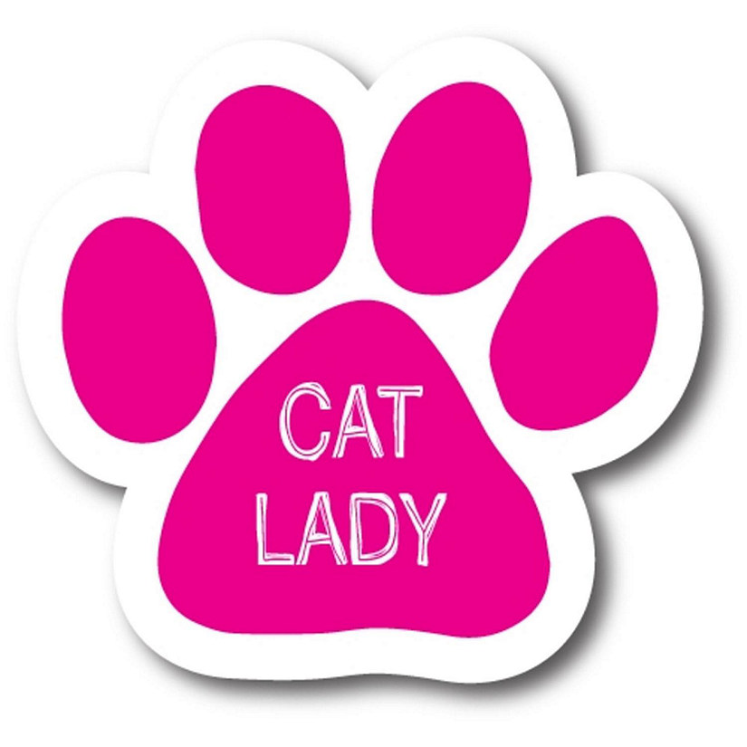 Magnet Me Up Cat Lady Pink Pawprint Magnet Decal, 5 Inch, Heavy Duty Automotive Magnet for car Truck SUV Image