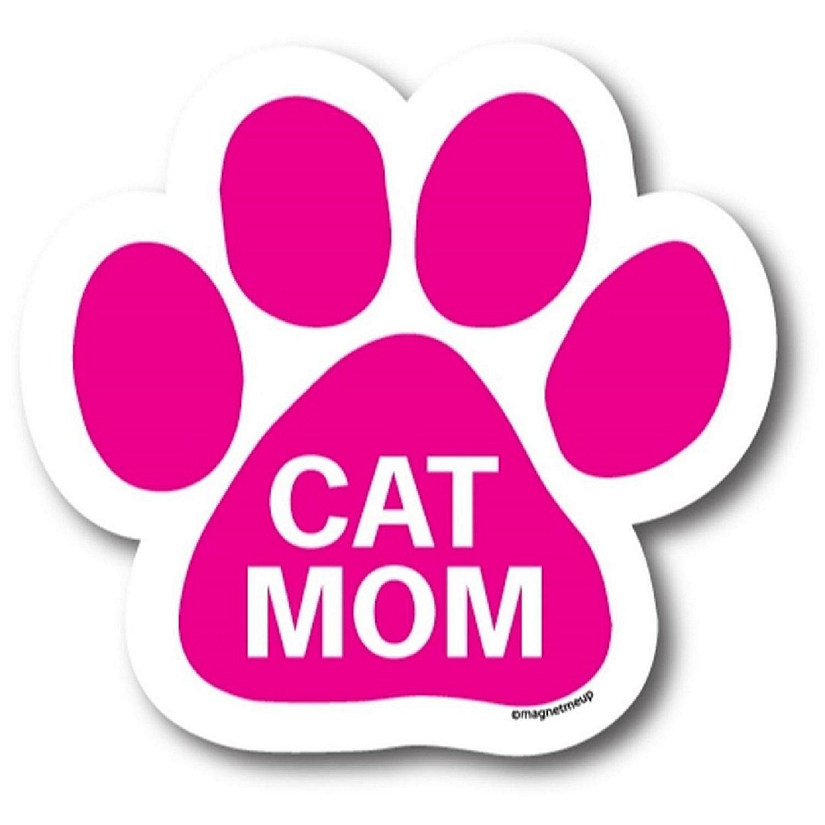 Magnet Me Up Cat Mom Pink Pawprint Magnet Decal, 5 Inch, Heavy Duty Automotive Magnet for Car Truck SUV Image