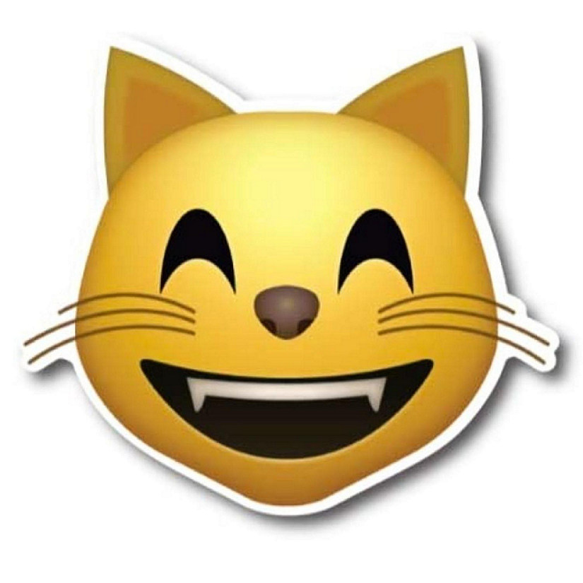 Magnet Me Up Cat Smiling Emoticon Magnet Decal, 5 Inch, Cute Self-Expression Decorative Magnet for Car, Truck, SUV, Or Any Other Magnetic Surface Image