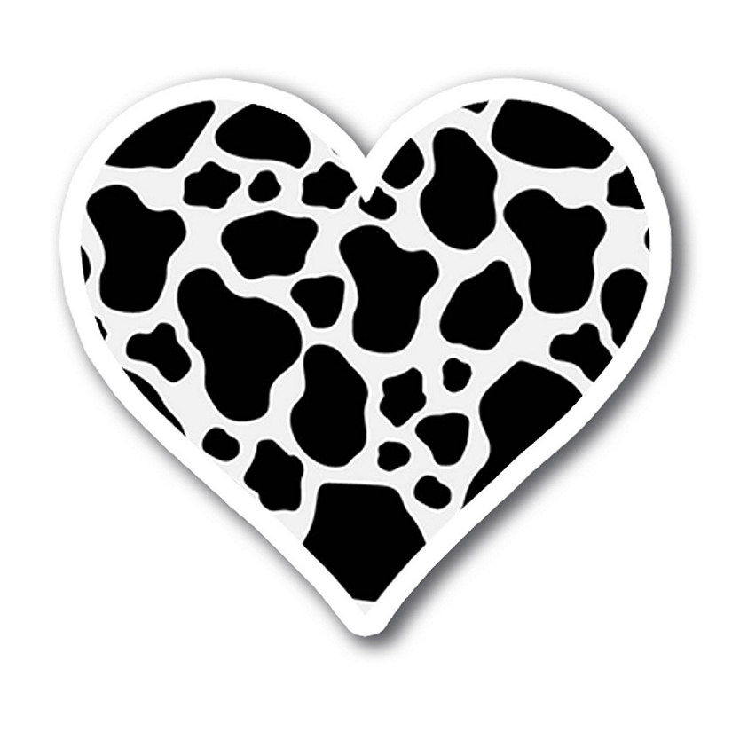 Magnet Me Up Cow Print Heart Magnet Decal, 5 Inches, Heavy Duty Automotive Magnet For Car Truck SUV Or Any Other Magnetic Surface Image