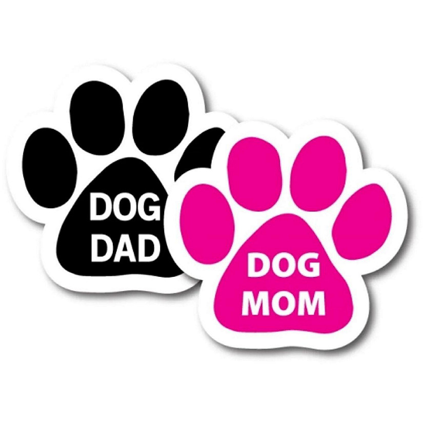 Magnet Me Up Dog Dad and Dog Mom Pawprint Magnet Decal, 2 Pack, 5 Inch, Heavy Duty Automotive Magnet for Car Truck SUV Image