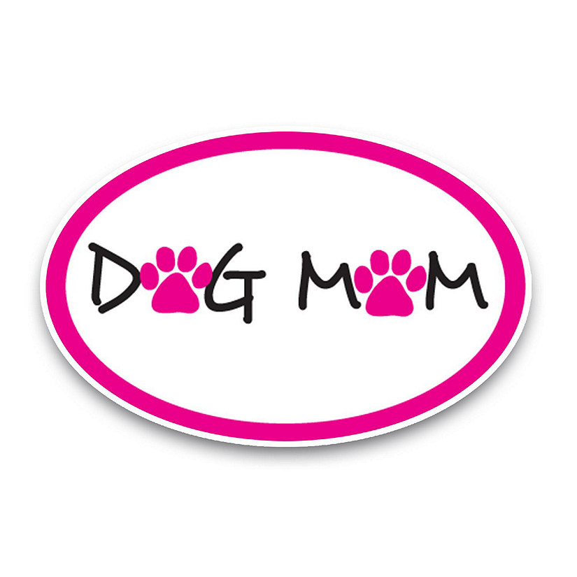 Magnet Me Up Dog Mom Pink Oval Magnet Decal, 4x6 Inches, Heavy Duty Automotive Magnet for Car Truck SUV Image