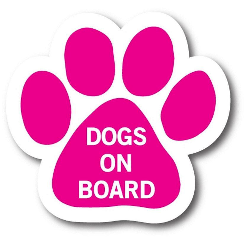 Magnet Me Up Dogs on Board Pink Pawprint Magnet Decal, 5 Inch, Heavy Duty Automotive Magnet for Car Truck SUV Image