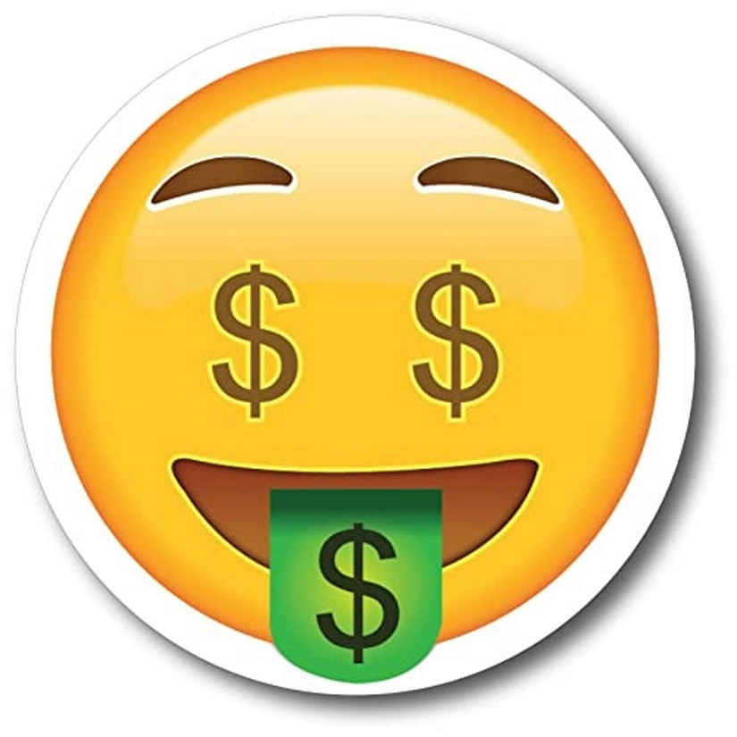 Magnet Me Up Dollar Sign Tongue Out Emoticon Magnet Decal, 5 Inch Round, Cute Self-Expression Decorative Magnet For Car, Truck, SUV Image