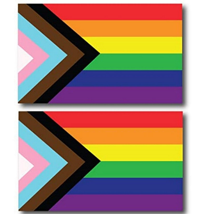 Magnet Me Up Flag Progress Pride Gay Pride Rainbow Flag Magnet Decal, 3x5 Inches, 2 Pack, Heavy Duty Automotive Magnet for Car Truck SUV, in Support of LGBTQ Image