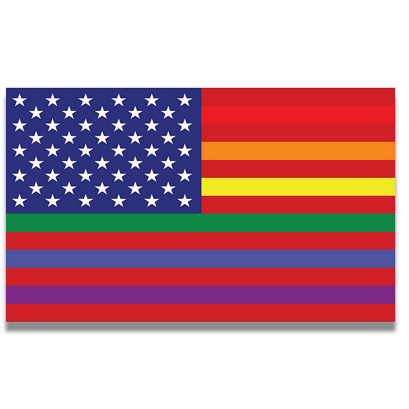 Magnet Me Up Gay Pride LGTBQ Rainbow American Flag Car Magnetic Decal, 5x8 Inches,  Automotive Vinyl Magnet for Car, Truck, SUV, in Support of LGBTQ Image