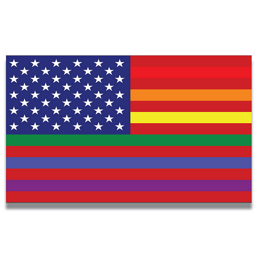 Magnet Me Up Gay Pride LGTBQ Rainbow American Flag Car Magnetic Decal, 7x12 Inches, Automotive Vinyl Magnet for Car, Truck, SUV, in Support of LGBTQ Image