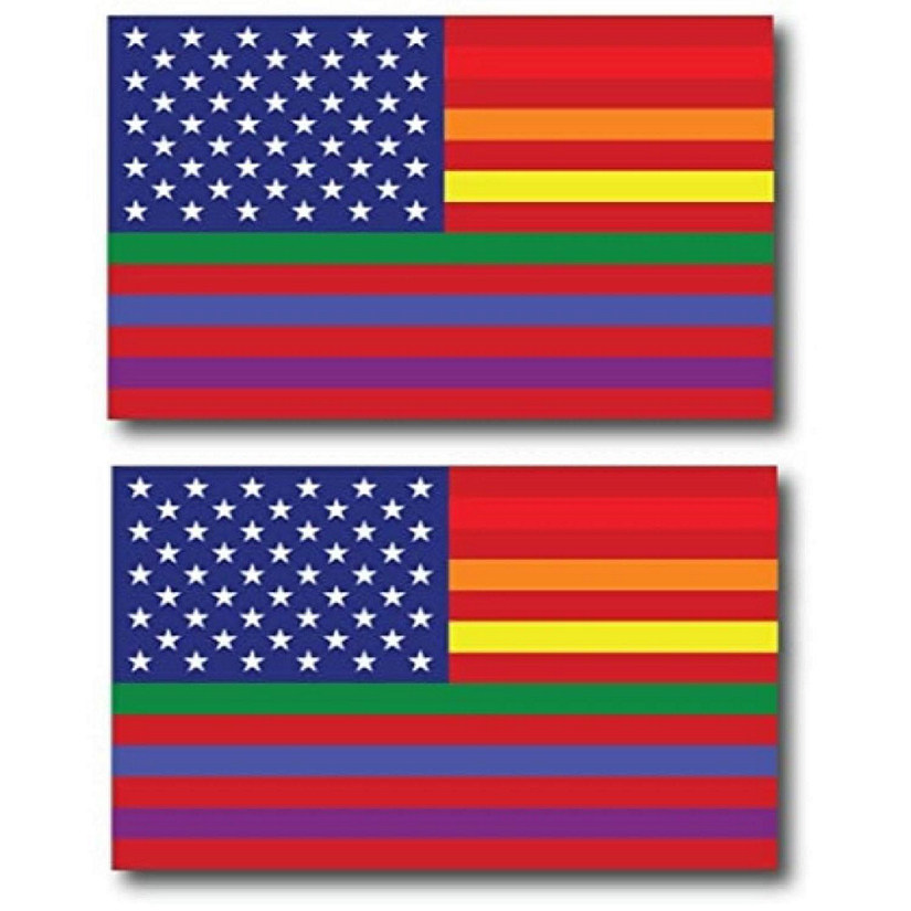 Magnet Me Up Gay Pride LGTBQ Rainbow American Flag Magnet Decal, 3x5 Inches, 2 Pack, Heavy Duty Automotive Magnet for Car Truck SUV, in Support of LGBTQ Image