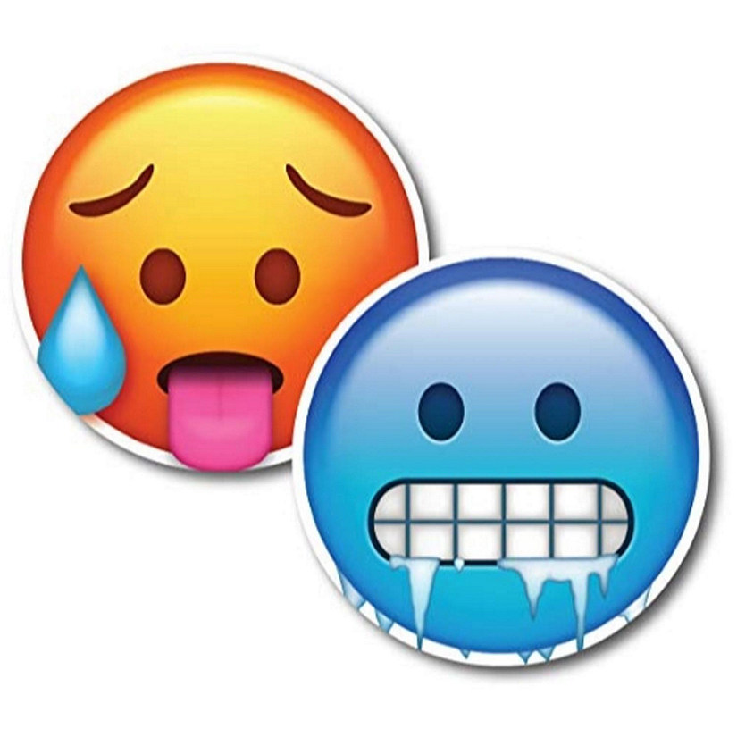 Magnet Me Up Hot And Cold Emoticon Magnet Decal, 5 Inch, 2 Piece Combo Pack, Cute Self-Expression Decorative Magnet For Car, Truck, SUV Image