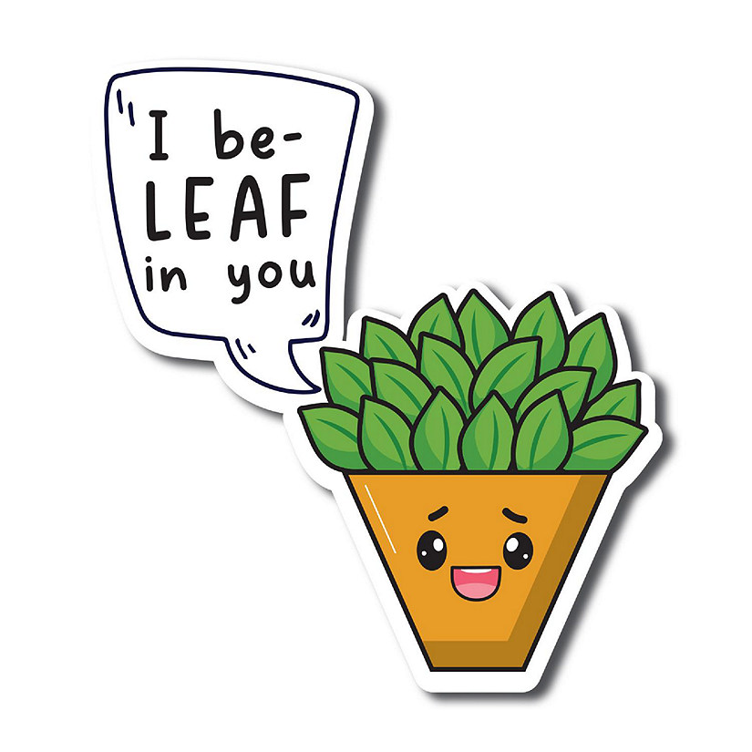 Magnet Me Up I Be Leaf In You Cute Funny Plant Succulent Magnet Decal, 5 inches, Heavy Duty Automotive Magnet For Car Truck SUV Or Any Other Magnetic Surface Image