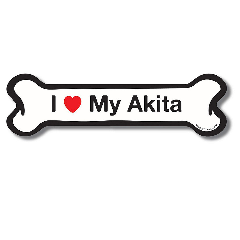 Magnet Me Up I Love My Akita Dog Bone Magnet Decal, 2x7 Inches, Heavy Duty Automotive Magnet for Car Truck SUV Image