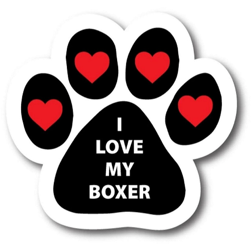 Magnet Me Up I Love My Boxer Pawprint Magnet Decal, 5 Inch, Heavy Duty Automotive Magnet for Car Truck SUV Image