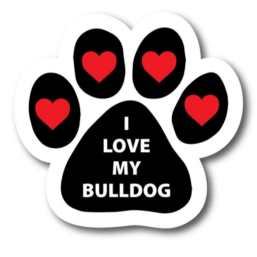 Magnet Me Up I Love My Bulldog Pawprint Magnet Decal, 5 Inch, Heavy Duty Automotive Magnet for Car Truck SUV Image