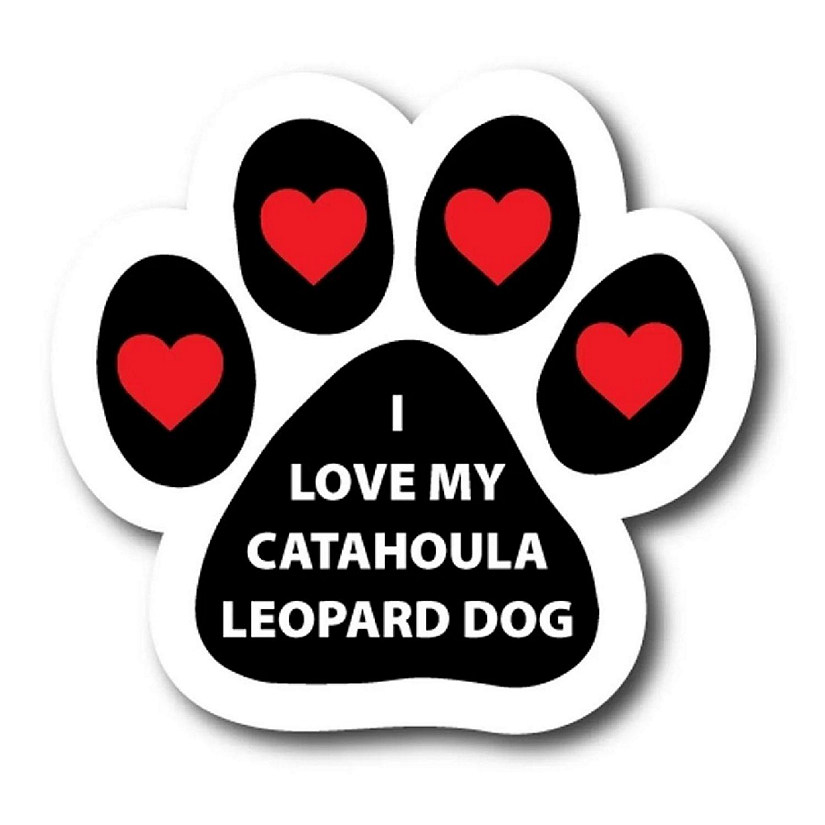 Magnet Me Up I Love My Catahoula Leopard Dog Pawprint Magnet Decal, 5 Inch, Heavy Duty Automotive Magnet for Car Truck SUV Image