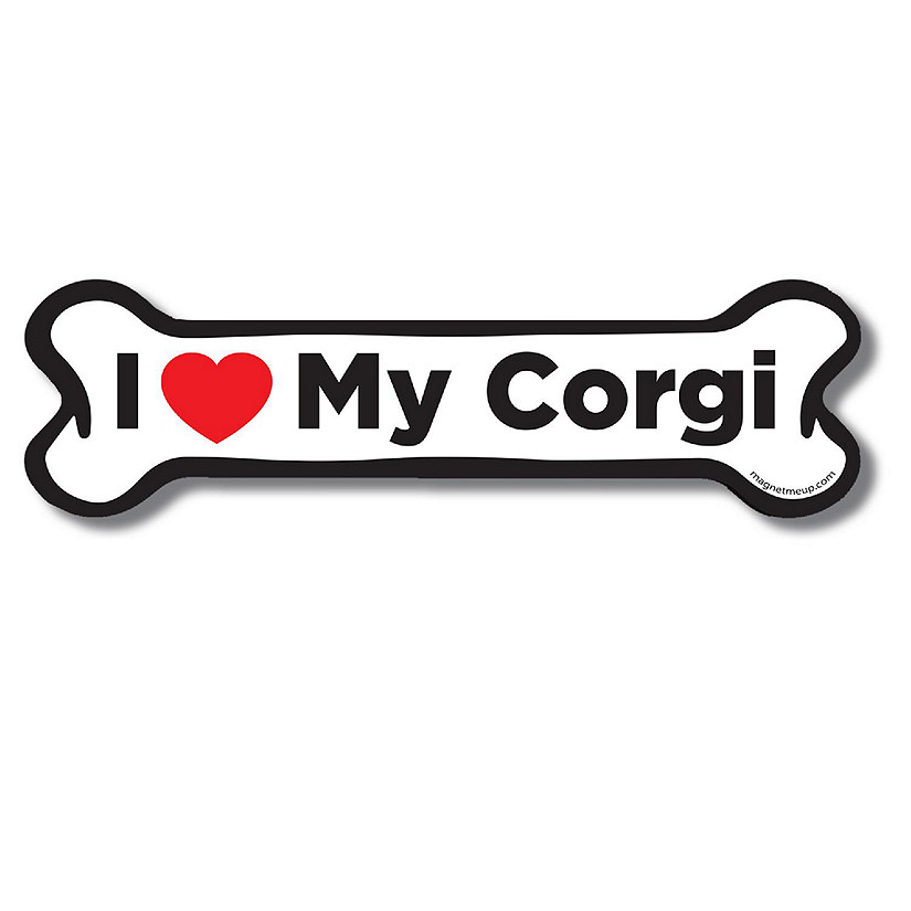 Magnet Me Up I Love My Corgi Dog Bone Magnet Decal, 2x7 Inches, Heavy Duty Automotive Magnet for Car Truck SUV Image