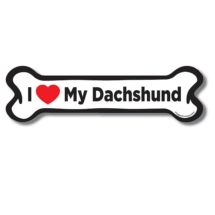 Magnet Me Up I Love My Dachshund Dog Bone Magnet Decal, 2x7 Inches, Heavy Duty Automotive Magnet for Car Truck SUV Image