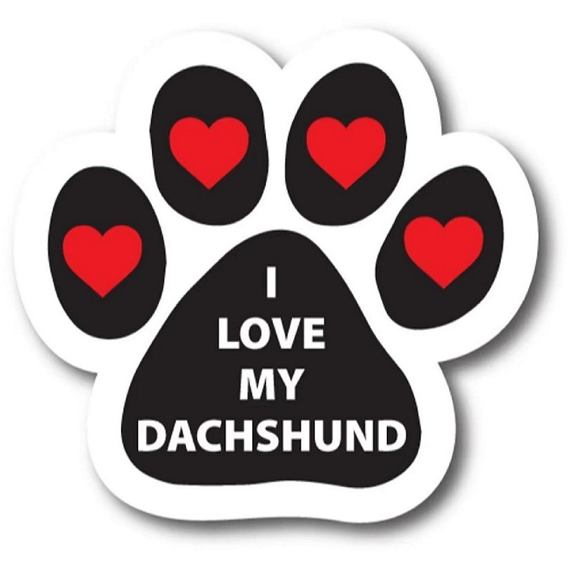 Magnet Me Up I Love My Dachshund Pawprint Magnet Decal, 5 Inch, Heavy Duty Automotive Magnet for car Truck SUV Image